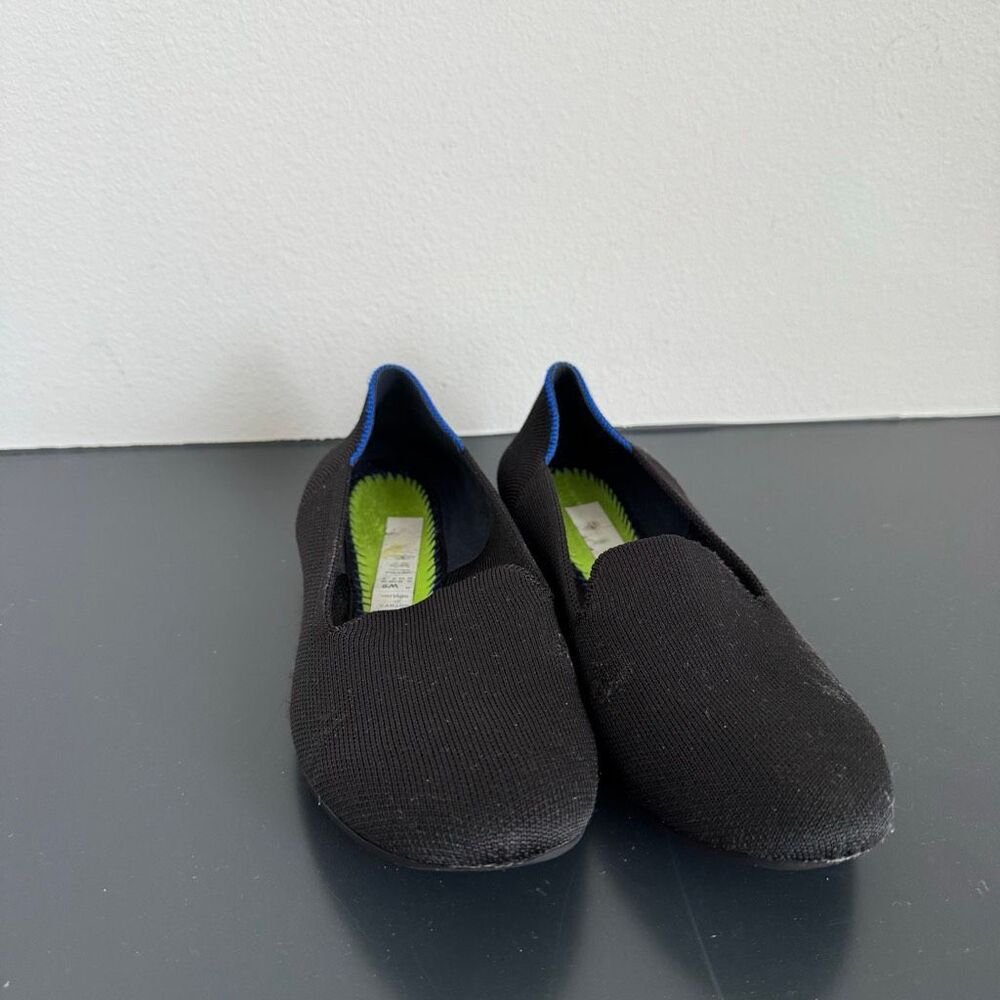 Rothy's The Flat Women’s Size 9 Ecru Textile Ballet Comfort Shoes Slip On Black